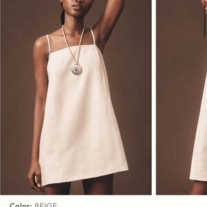 Anthropologie Mare Mare Square-Neck Linen A-Line Mini Dress